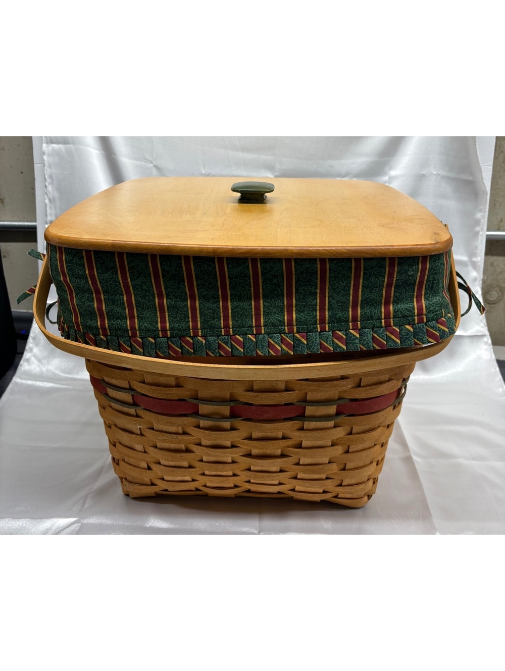 Vintage Longaberger 1995 Holiday Hostess Evergreen Handwoven Basket With Lid